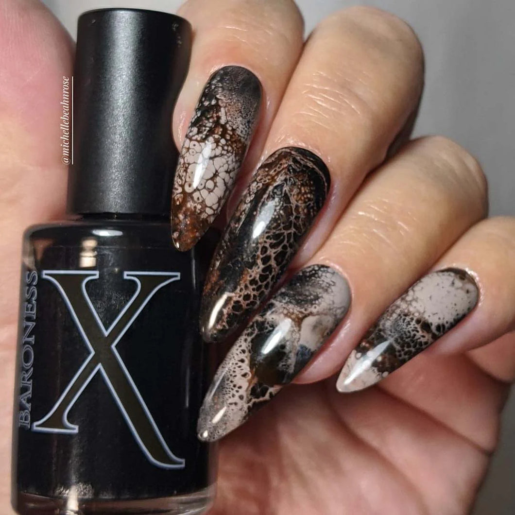 Baroness X - Fishnets - Fluid Art Polish - Basic Black